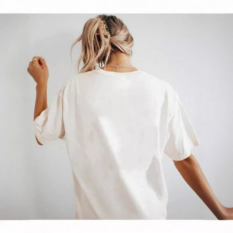Wholesale Summer Women Simple Cherry Letter Print Round Neck