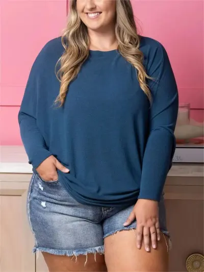 Women Casual Bat Sleeve T-Shirt - Japanese Cotton Crewneck
