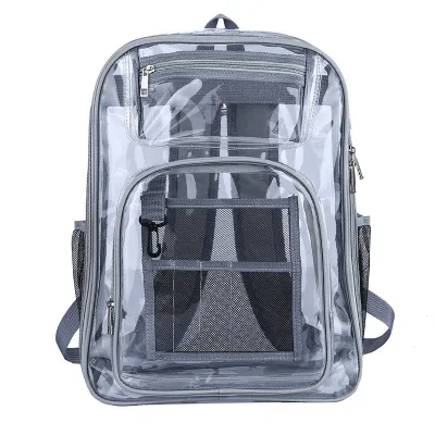 Fashion Large Capacity Clear PVC Shoulder Backpack Laptop 15.6 Inch Water Resistant