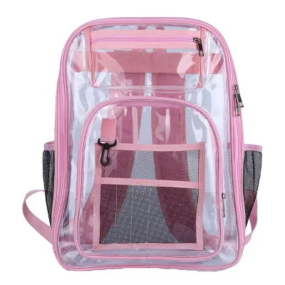 Fashion Large Capacity Clear PVC Shoulder Backpack Laptop 15.6 Inch Water Resistant