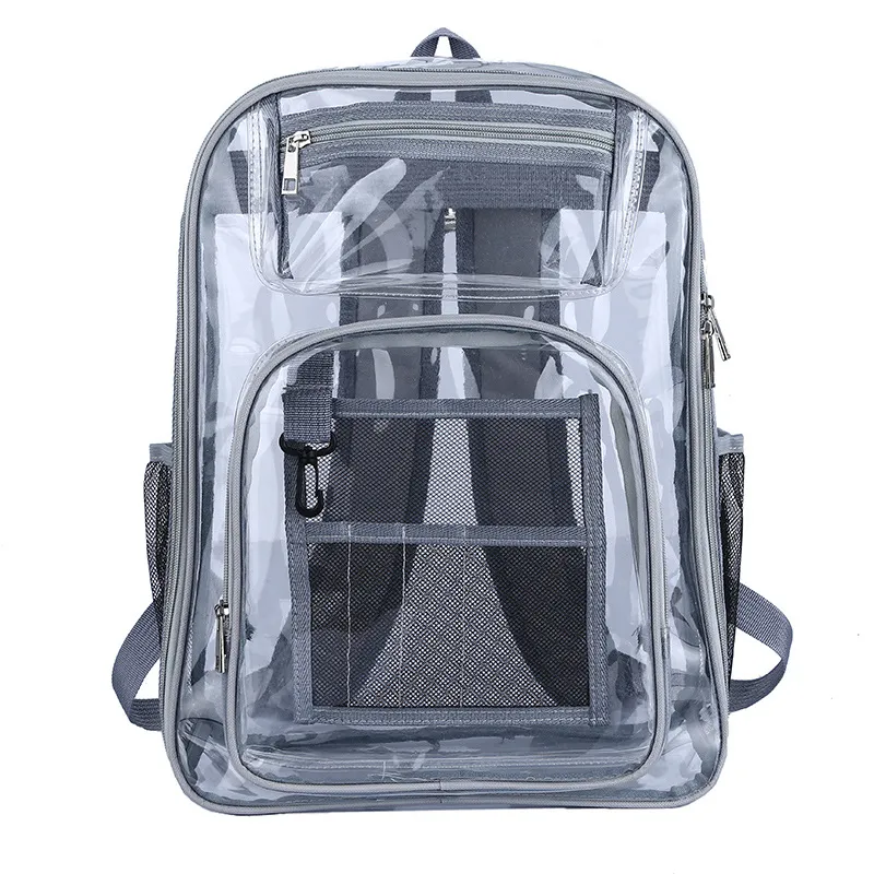 Fashion Large Capacity Clear PVC Shoulder Backpack Laptop 15.6 Inch Water Resistant