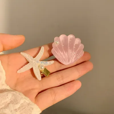 Women Fashion Cute Starfish Shell Hair Clip 2pcs Set