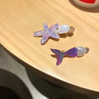 Women Fashion Cute Starfish Shell Hair Clip 2pcs Set
