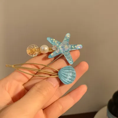 Women Fashion Cute Starfish Shell Hair Clip 2pcs Set