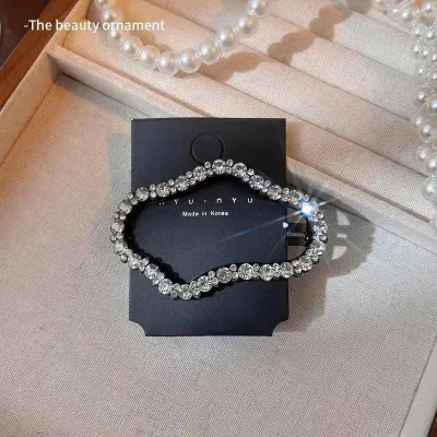 Women Fashion Rhinestone Cloud Stars Hollow Hair Clip