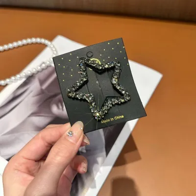 Women Fashion Rhinestone Cloud Stars Hollow Hair Clip