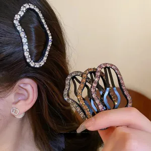 Women Fashion Rhinestone Cloud Stars Hollow Hair Clip