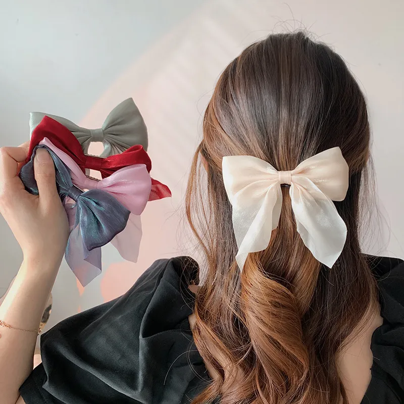 Women Fashion Sweet Pearlescent Bow Hairpin