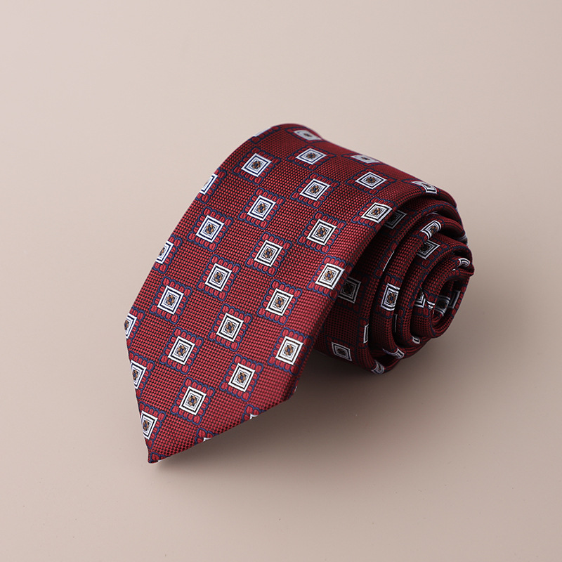『TEN JACQUARD L/S BURGUNDY L』 Silk Jacquard Tie - Burgundy - Getty Museum Store