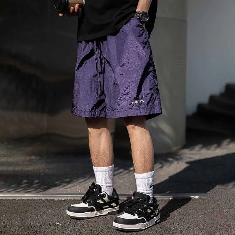 Men Summer Fashion Casual Basic Solid Nylon Sports Bermuda Shorts