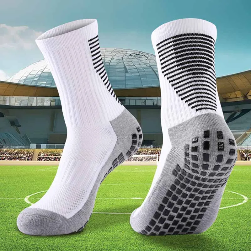 Unisex Color Matching Anti-Slip Towel Bottom Sport Mid-Calf Socks