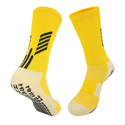 Unisex Colorblock Anti-Slip Thickened Towel Bottom Sport Mid-Calf Socks