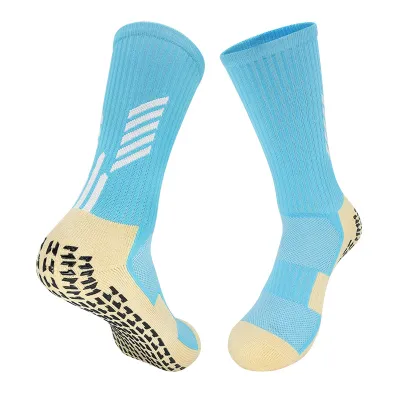 Unisex Colorblock Anti-Slip Thickened Towel Bottom Sport Mid-Calf Socks