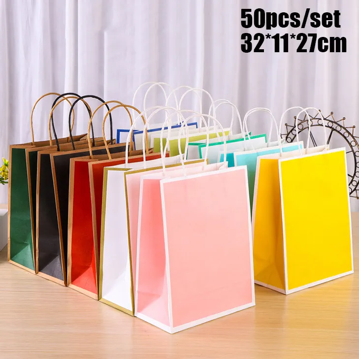 Simple Frame Contrast Color Packing Bags 50pcs/set