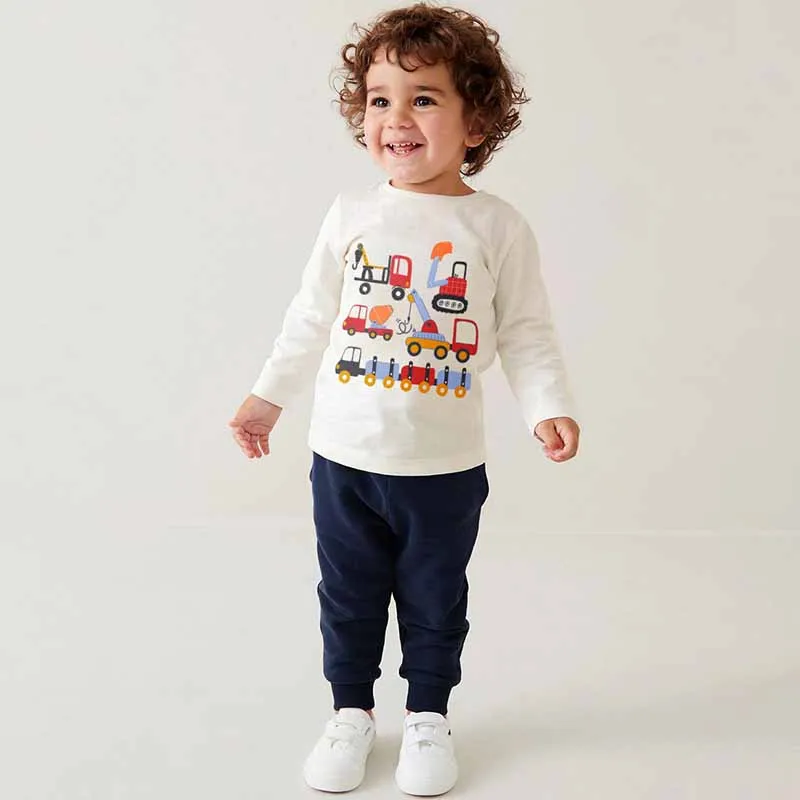 Kids Toddler Boys Casual Cute Cartoon Car Print Long Sleeve T-Shirt Pants Sets