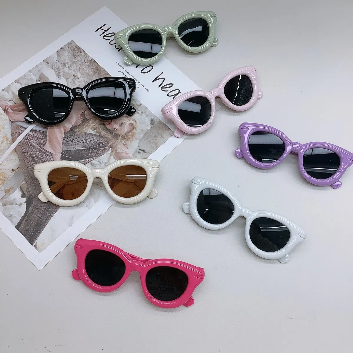 Kids Unisex Fashion Casual Cute Candy Color Oval Sunglasses AC Lens PC Frame