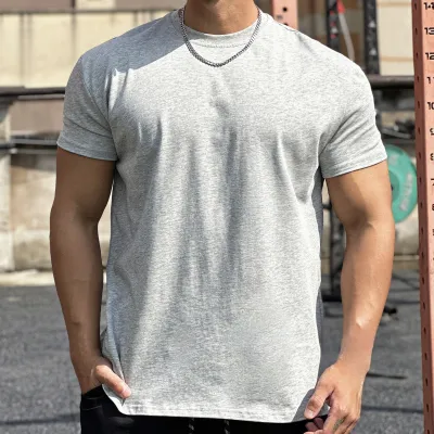 Men Casual Basic Solid Color Short Sleeve Crewneck T-Shirt