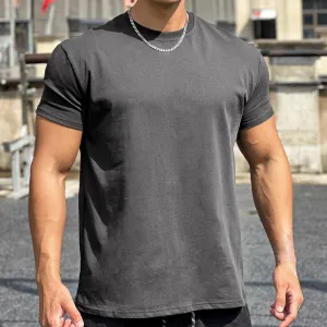 Men Casual Basic Solid Color Short Sleeve Crewneck T-Shirt