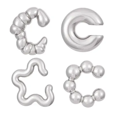 Women's Fashion Exaggerated Oval Hollow Electroplated Ear Clip Set