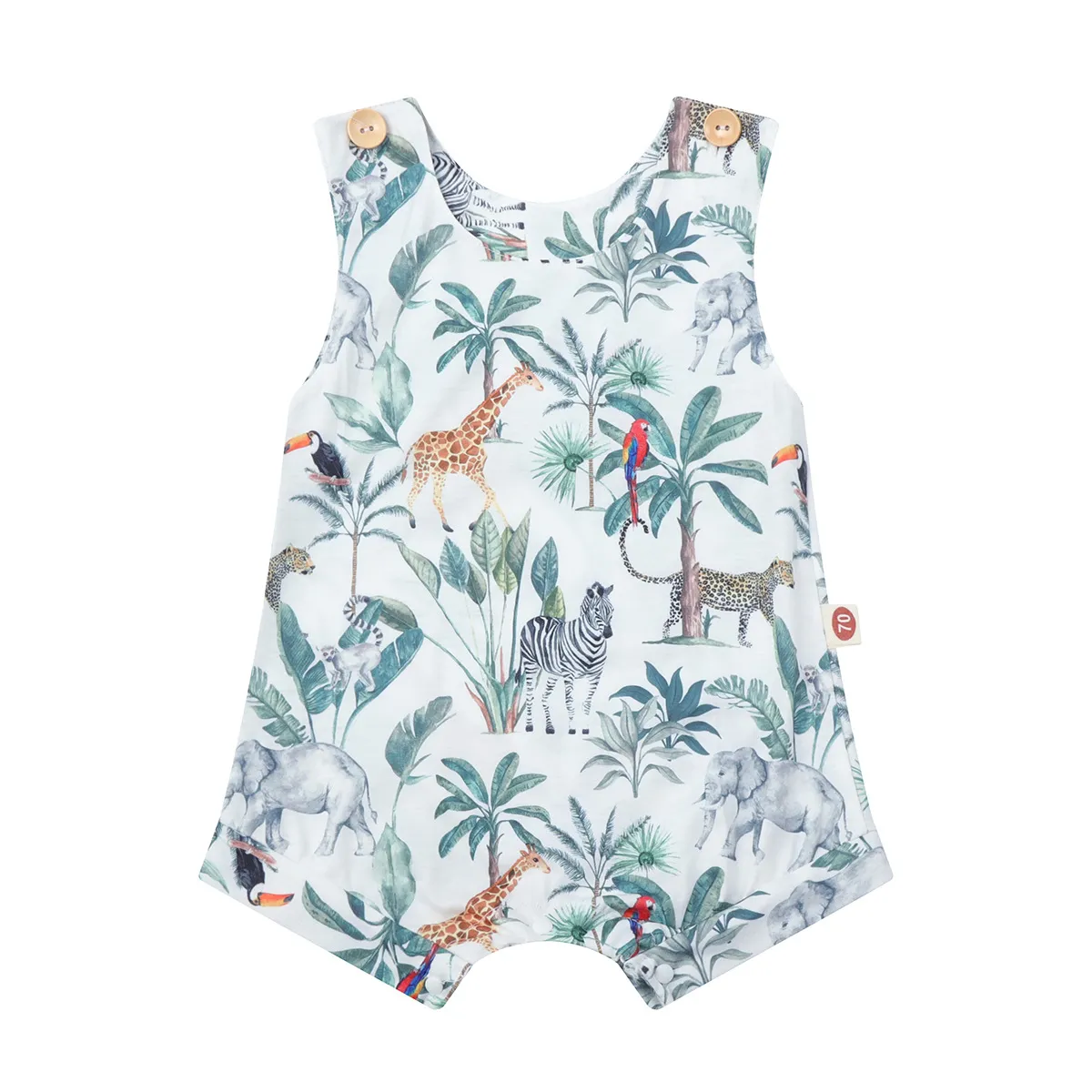 Kids Baby Boys Girls Casual Cute Animal Print Sleeveless Romper Milk Fiber