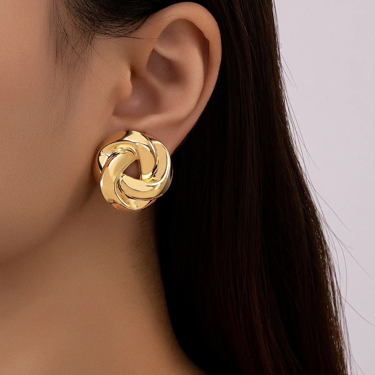 Temperament Metal Button Geometric Stud Earrings