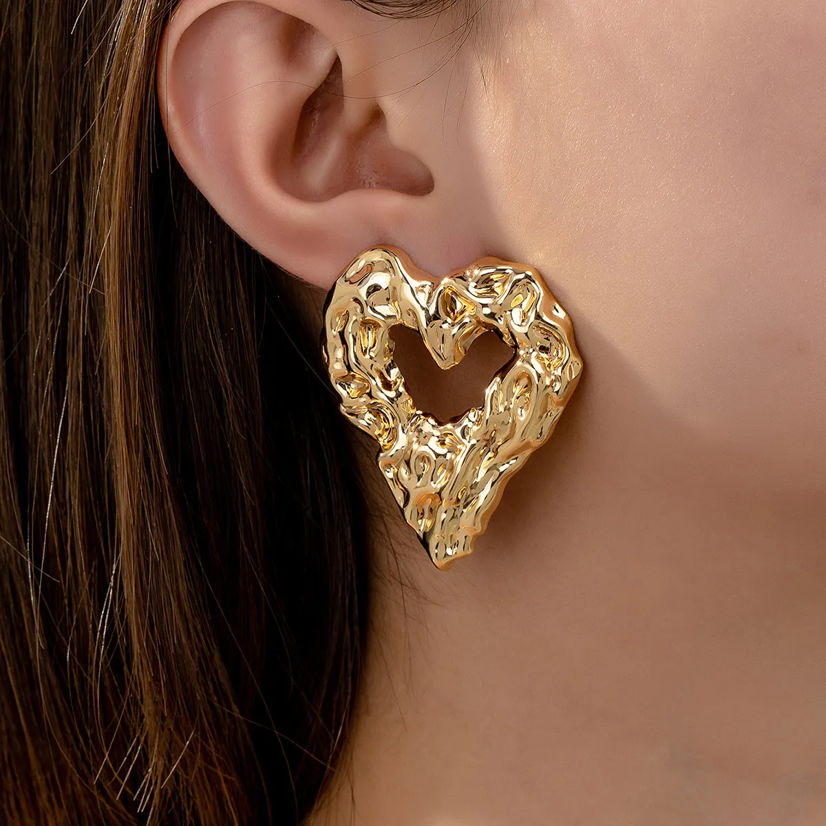 Fashion Hollow Heart Stud Earrings