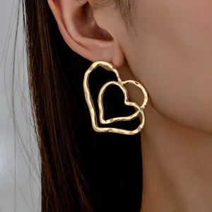 Fashion Simple Heart Hollow Drop Earrings Zinc Alloy