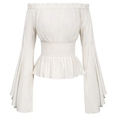 Women Fashion Sexy Solid Color Off Shoulder Long Sleeve Blouse