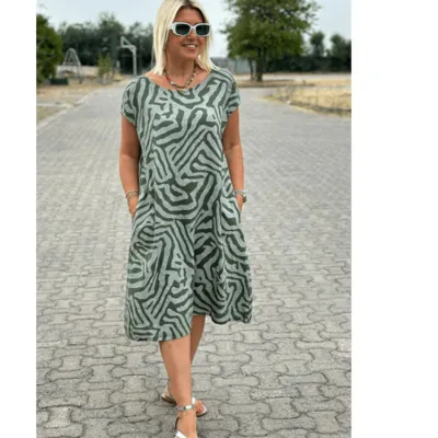 Summer Women Casual Loose Plus Size Leopard Multicolor Printed Short Sleeve Midi Dress
