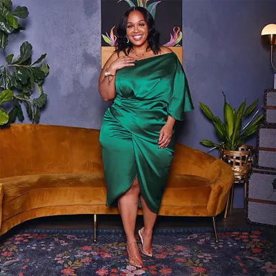 Plus Size Women Sexy Solid Color Irregular Dress