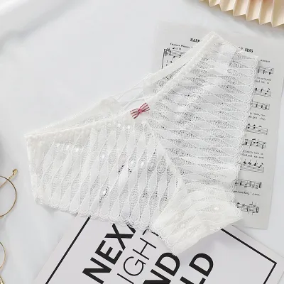 Women Fashion Sexy Lace Perspective Low Waist Panties