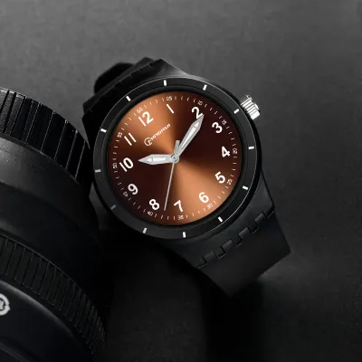 Men's Simple Digital Round Dial Quartz Watch with PU Strap