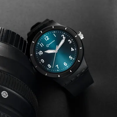 Men's Simple Digital Round Dial Quartz Watch with PU Strap