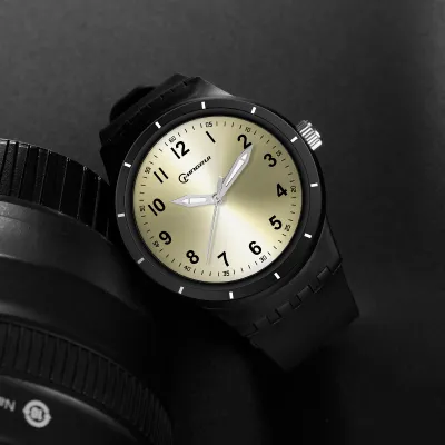 Men's Simple Digital Round Dial Quartz Watch with PU Strap