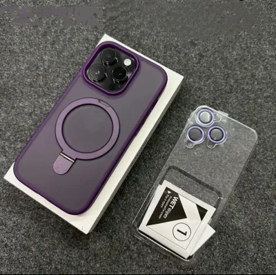 Simple Fashion Magnetic Frosted Invisible Ring Bracket Apple Mobile Phone Protective Case