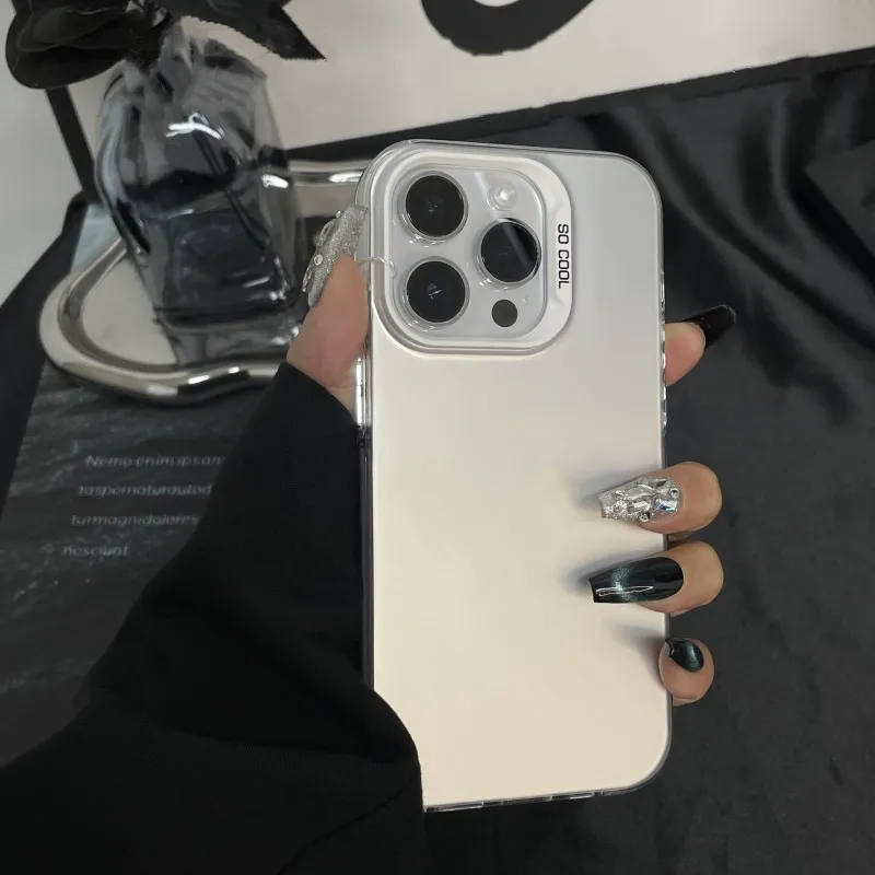 Simple Fashion Silver Hard Shell Apple Mobile Phone Protective Case