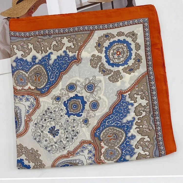 70cm Satin Paisley Printed Women's Square Scarf