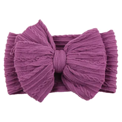 Kids Girls Cute Sweet Solid Color Bow Hair Band Headband Nylon Spandex Children Natural