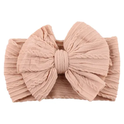 Kids Girls Cute Sweet Solid Color Bow Hair Band Headband Nylon Spandex Children Natural