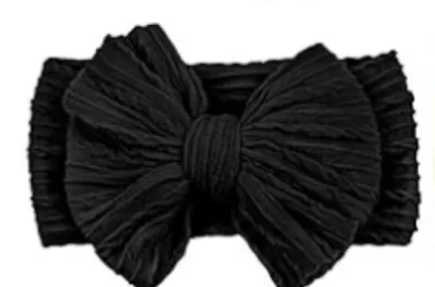 Kids Girls Cute Sweet Solid Color Bow Hair Band Headband Nylon Spandex Children Natural