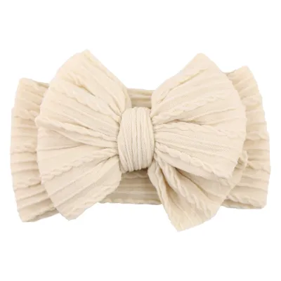 Kids Girls Cute Sweet Solid Color Bow Hair Band Headband Nylon Spandex Children Natural
