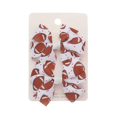 Kids Girls Cute Sweet Rugby Print Bow Hair Clip - Webbing, Alloy BB Clip