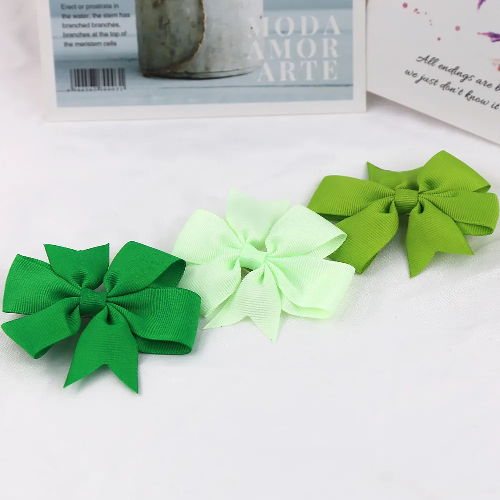 Kids Girls Cute Sweet Solid Color Bow Hair Clip BB Clip Cloth Hairpin