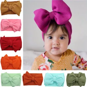 Kids Girls Cute Sweet Solid Color Bow Plaid Headwear