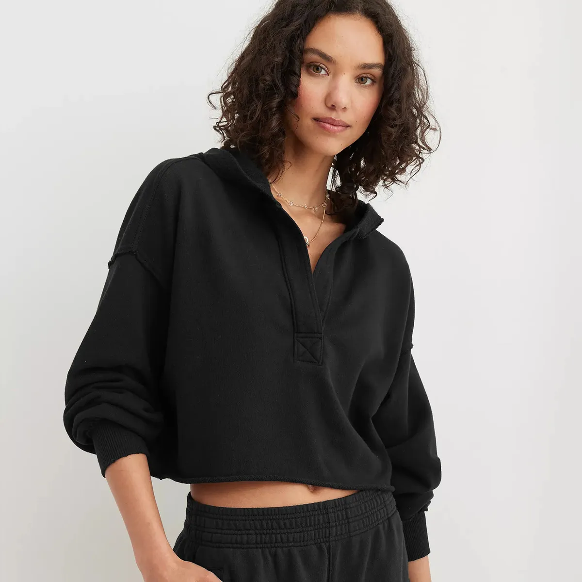 Long Sleeve Half Open Collar Loose Sweatshirt Long Sleeve Half Open Collar Loose Sweatshirt