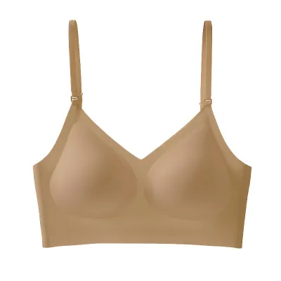 Women Fashion Solid Color U-Shaped Back Comfortable Bra with Detachable Straps