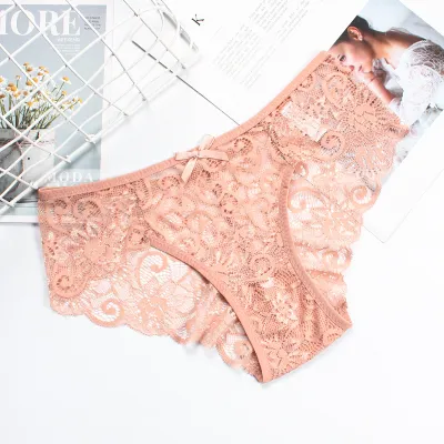 Women Sexy Lace Hollow Panties Mid-Waist