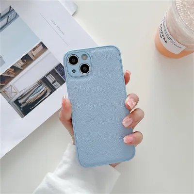 Simple Plain Glossy Imitation Leather Bumper Case for Apple Products