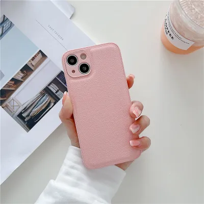 Simple Plain Glossy Imitation Leather Bumper Case for Apple Products