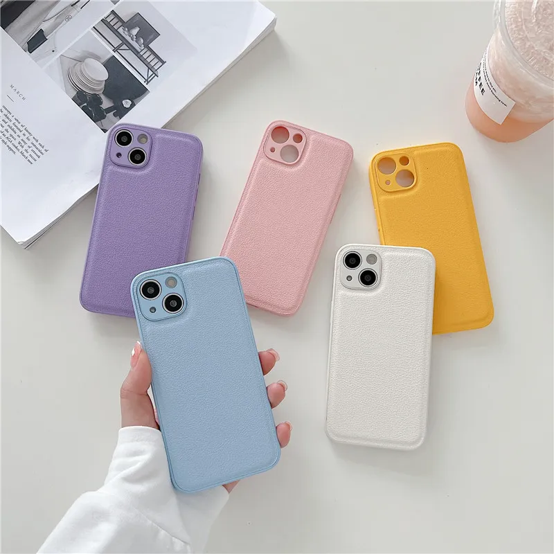 Simple Plain Glossy Imitation Leather Bumper Case for Apple Products